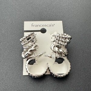 Francesca's Collections Silver Rope Hoop Earrings